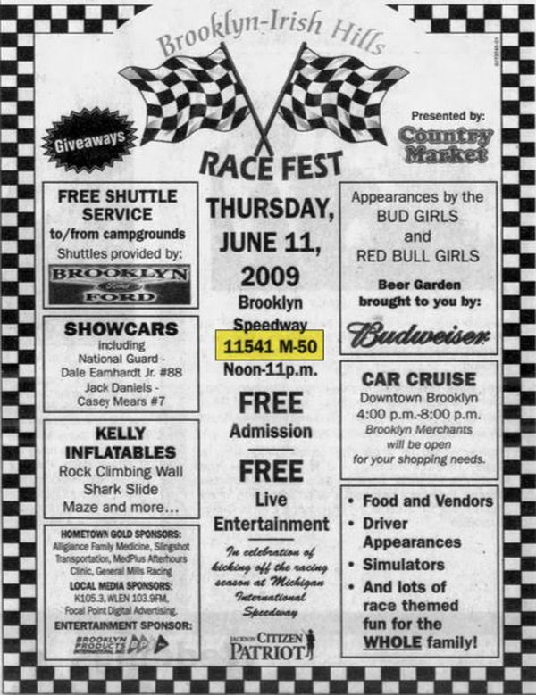 Brooklyn Speedway - June 7 2009 Ad (newer photo)